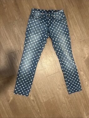 Joe's Jeans Blue Skinny Jeans with White Polka Dots